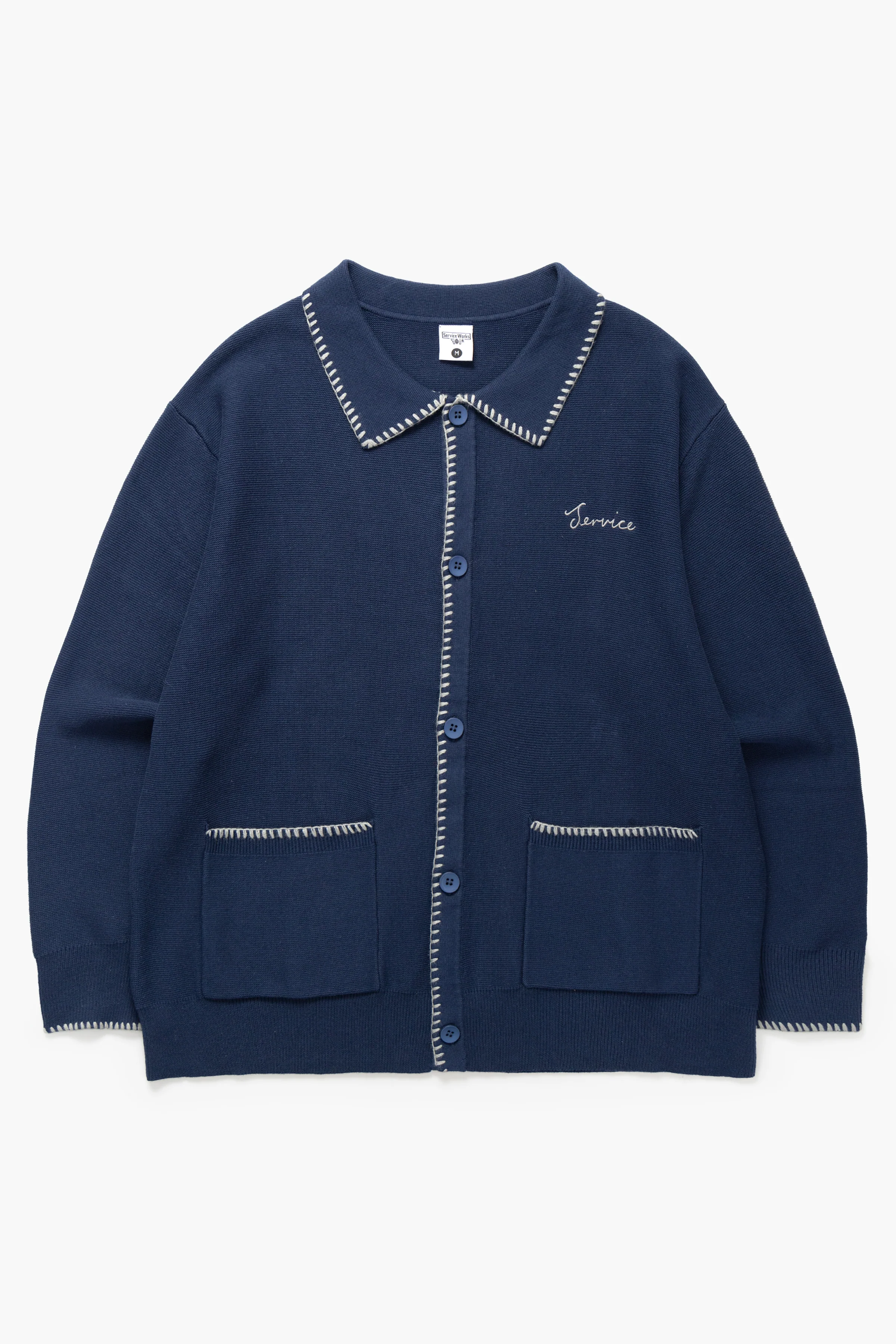Blanket Stitch Cardigan - Navy