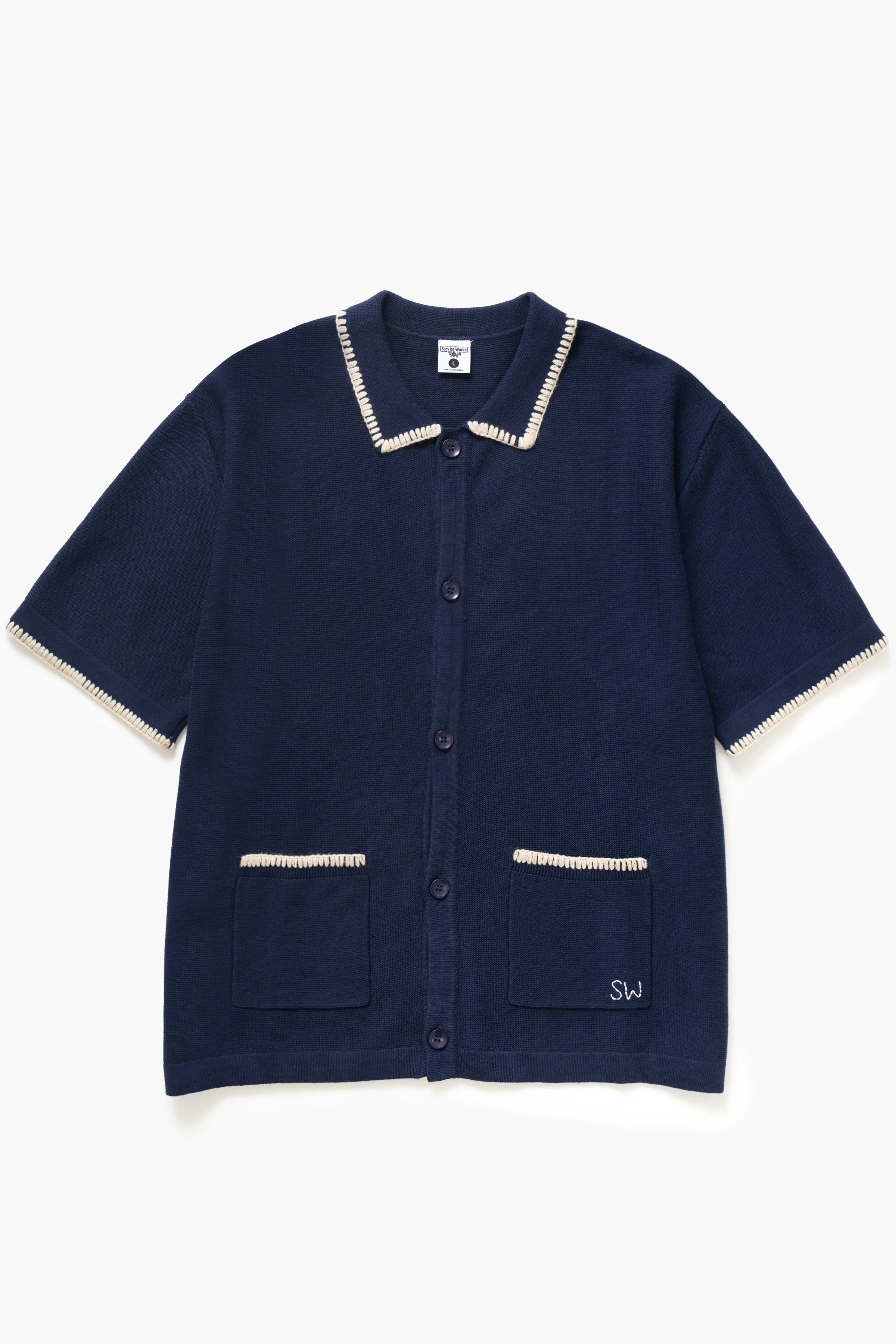 Blanket Stitch Knit - Navy