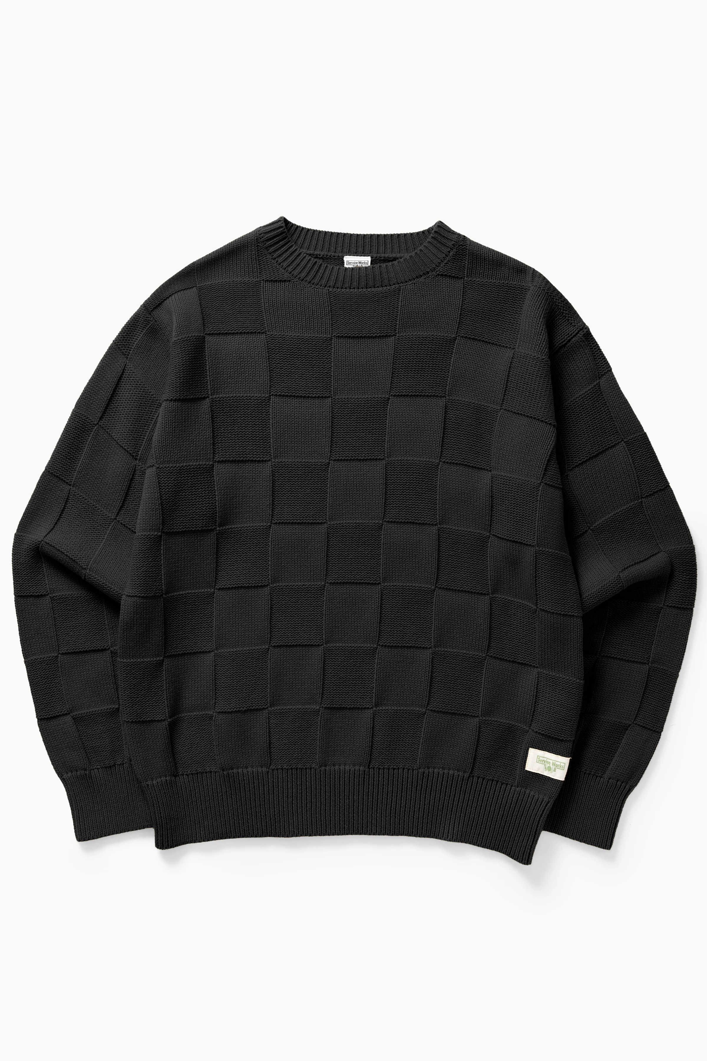 Check Knit Crewneck - Black