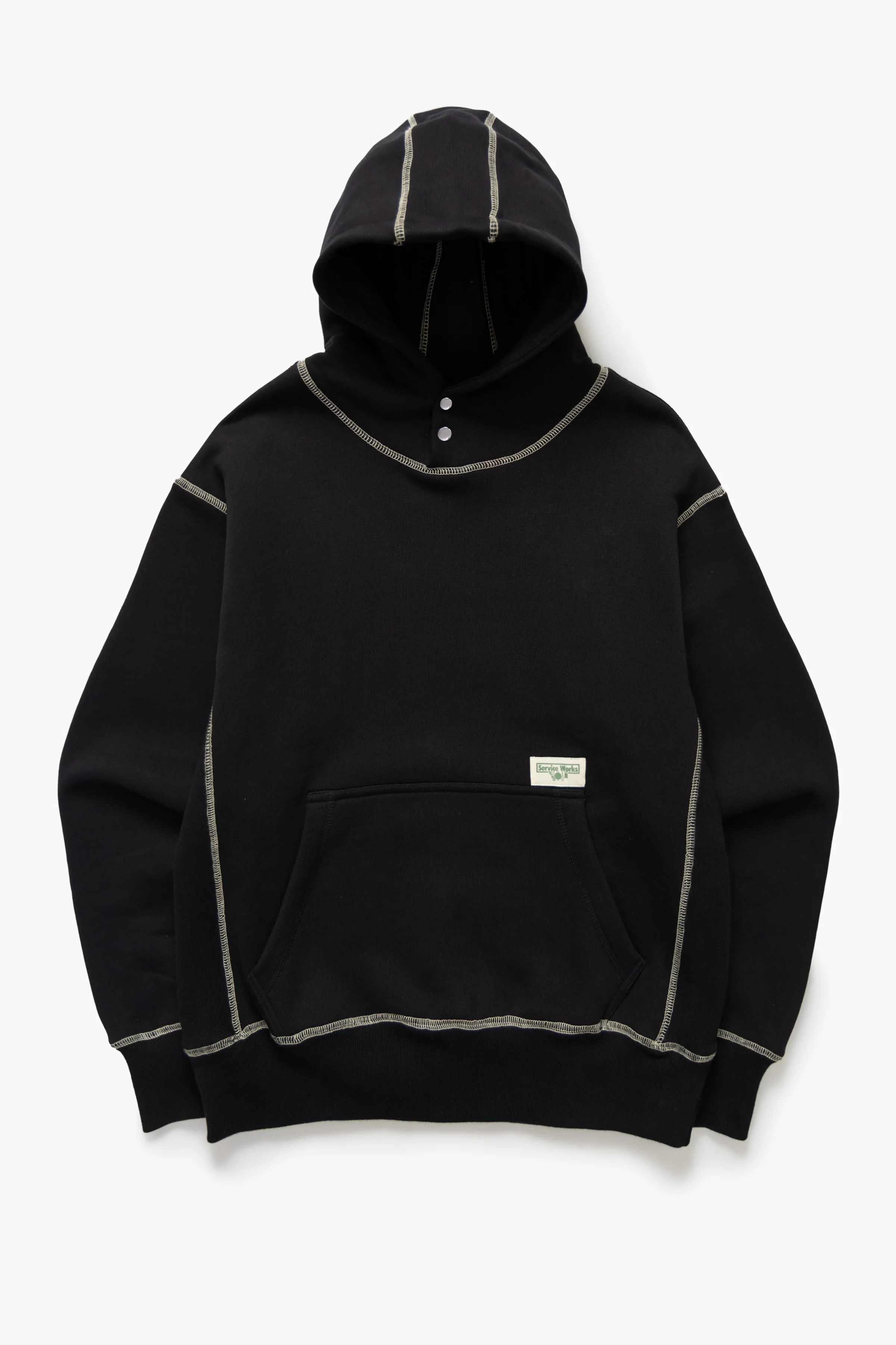 Contrast Stitch Hoodie - Black