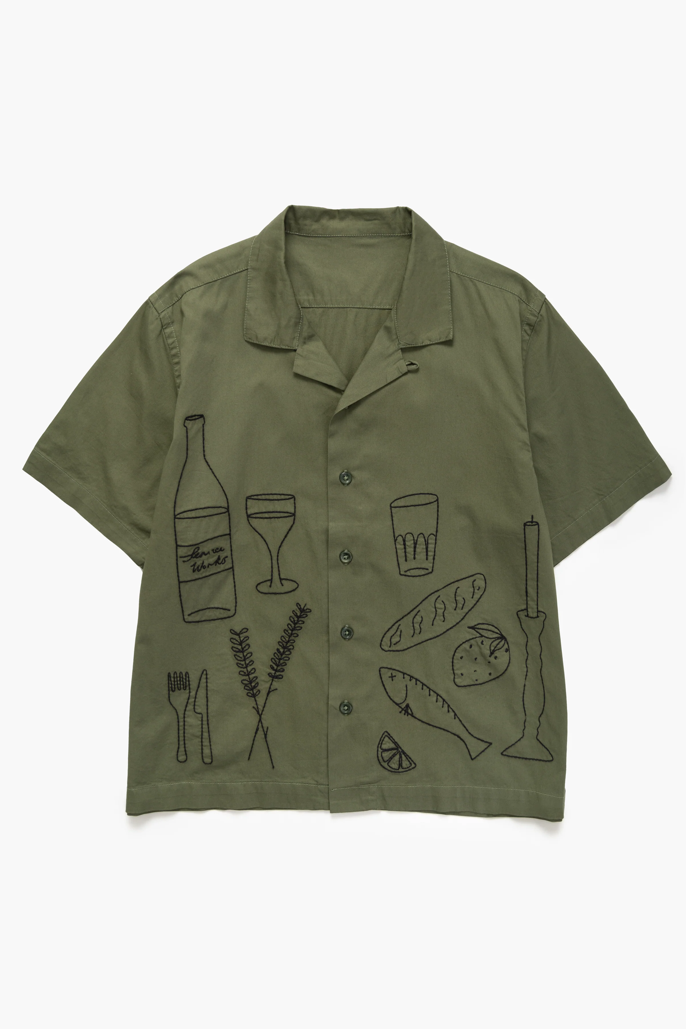 Light Twill Picnic Short Sleeve Shirt - Olive