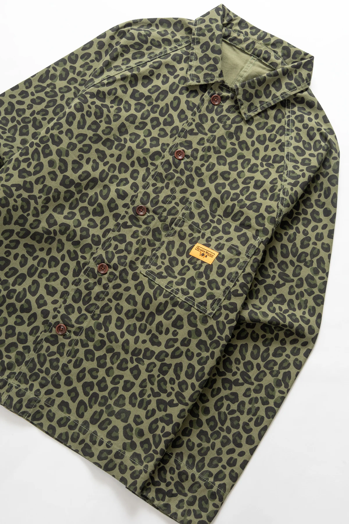 Patterned Front Of House Jacket - Green Leopard - Image 2