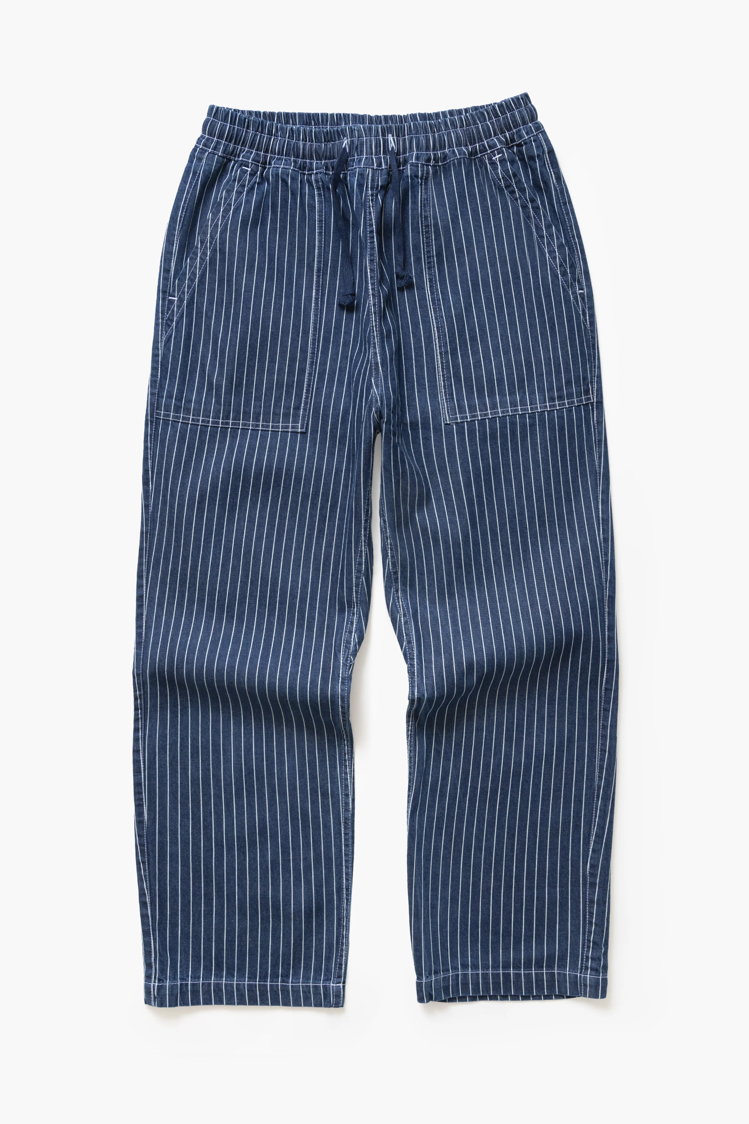 Pinstripe Denim Chef Pants - Indigo