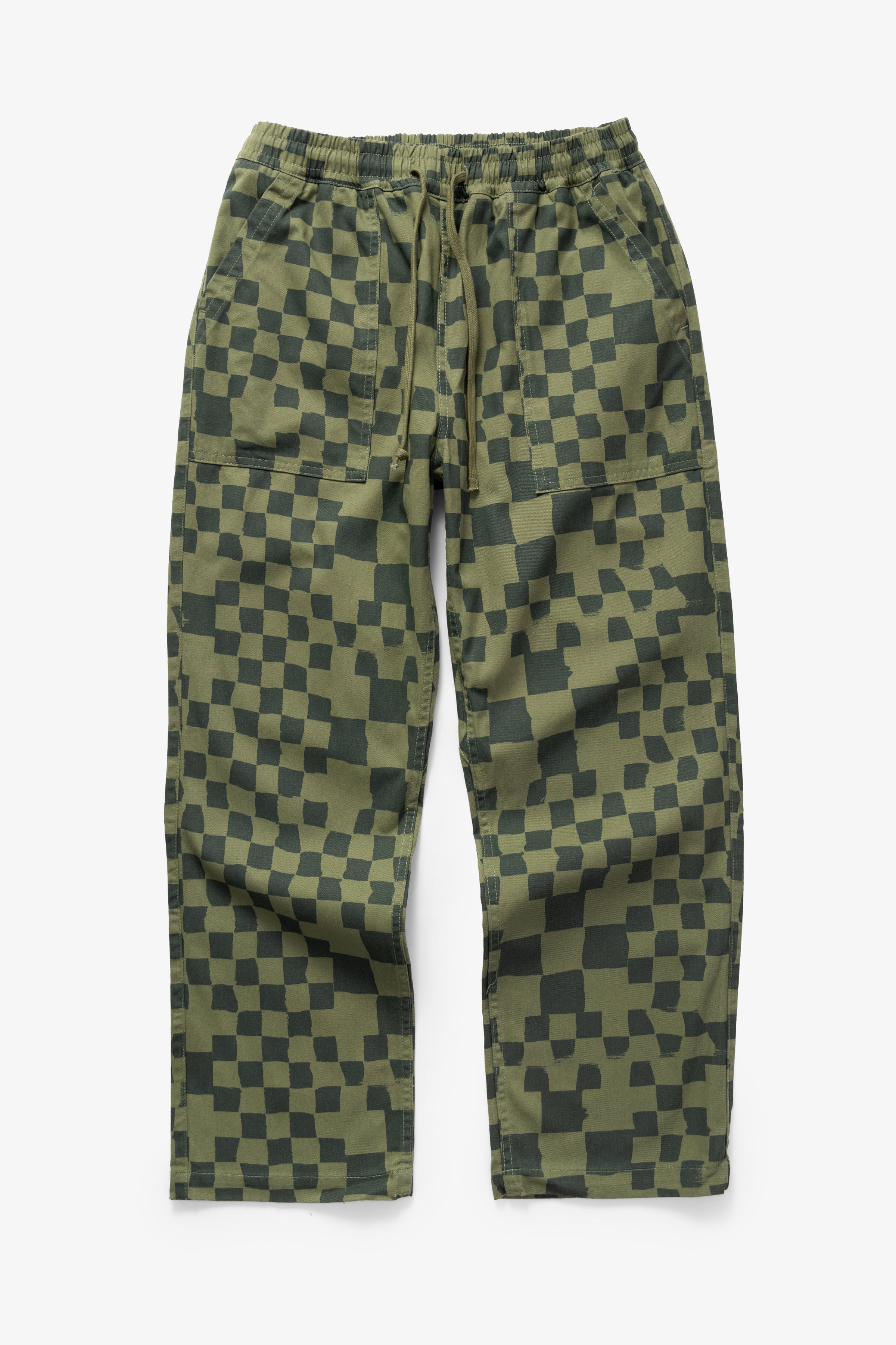 Printed Chef Pants - Olive Checker