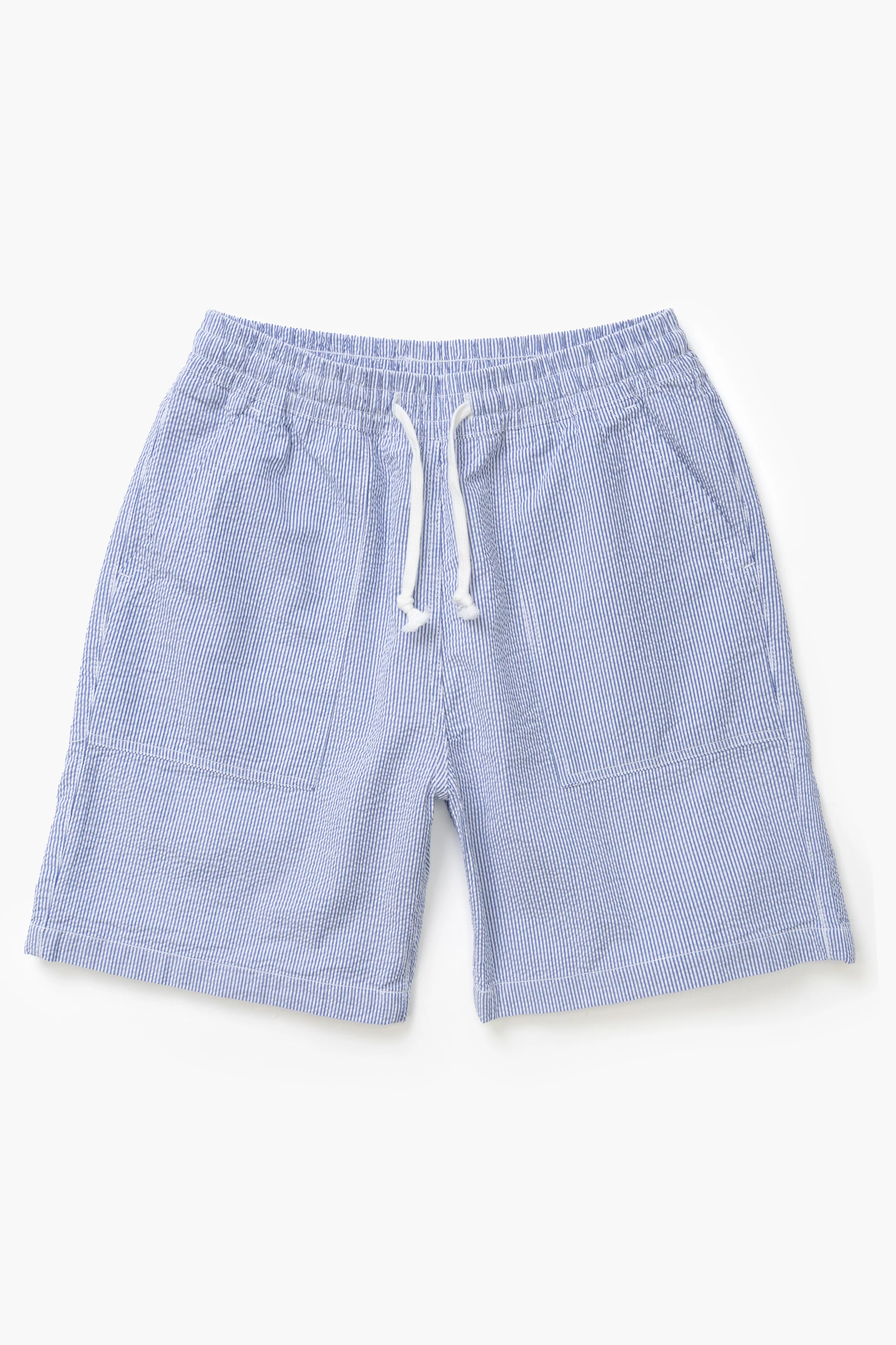 Seersucker Chef Shorts - Navy Stripe